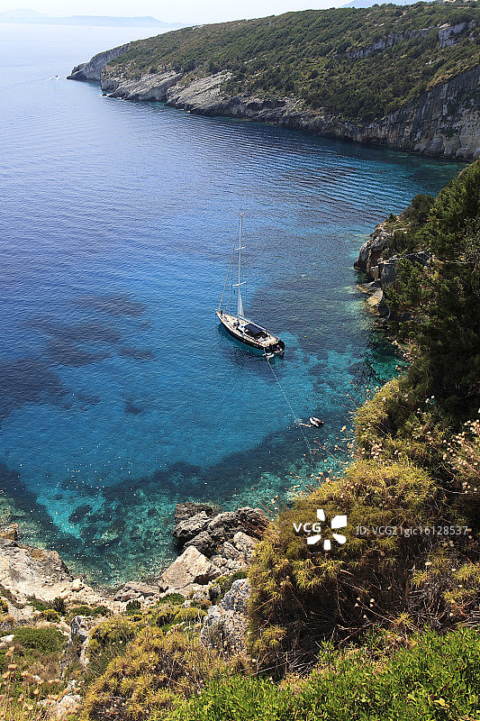 斯基纳里村庄的伊奥尼亚海图片素材