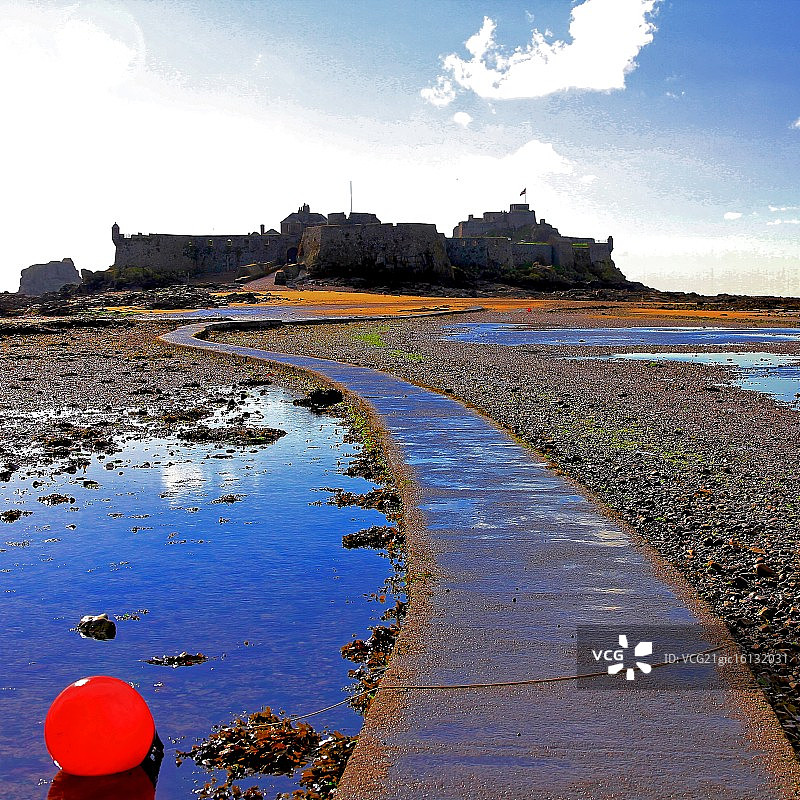 泽西岛伊丽莎白城堡彩色照片图片素材