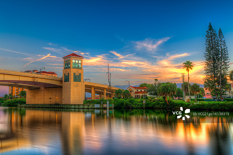 北桥日落图片素材