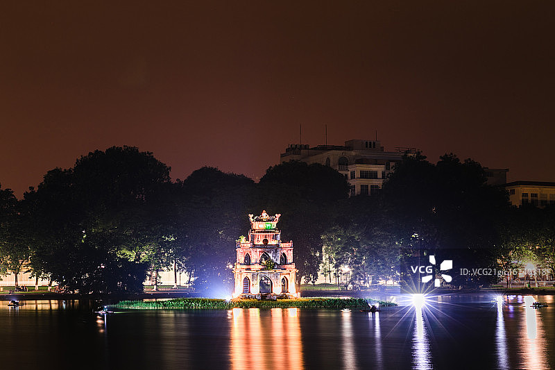 河内还剑湖夜景图片素材