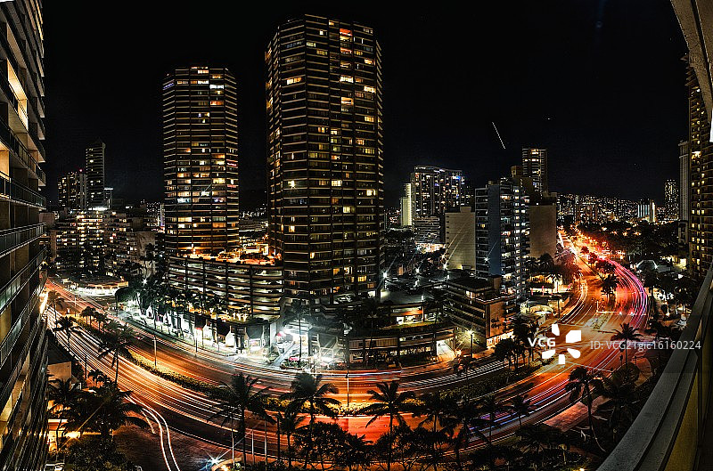 威基基夜景灯光图片素材
