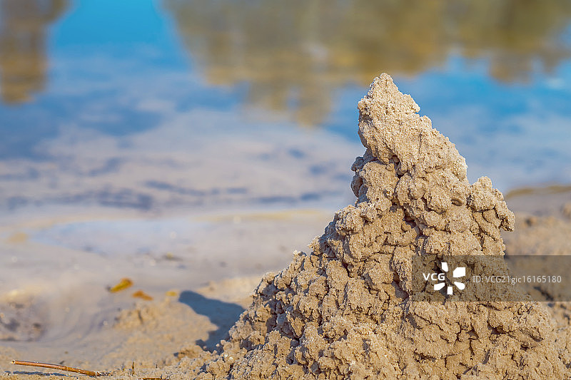 沙滩上的沙堡特写图片素材