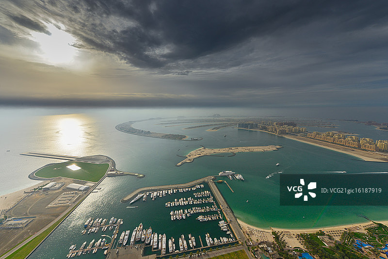 棕榈朱美拉日落图片素材