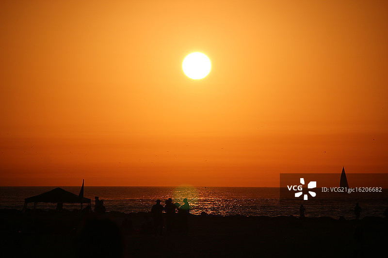 风筝海滩日落图片素材