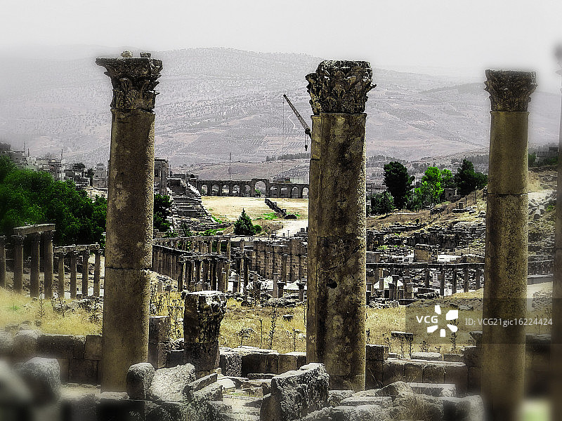 杰拉什遗址与柱廊图片素材