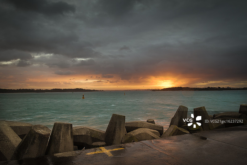 理查兹湾短码头日落图片素材