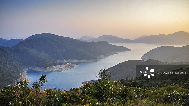 香港万宜水库日落美景图片素材