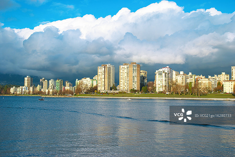 海滨附近的绿色公园图片素材