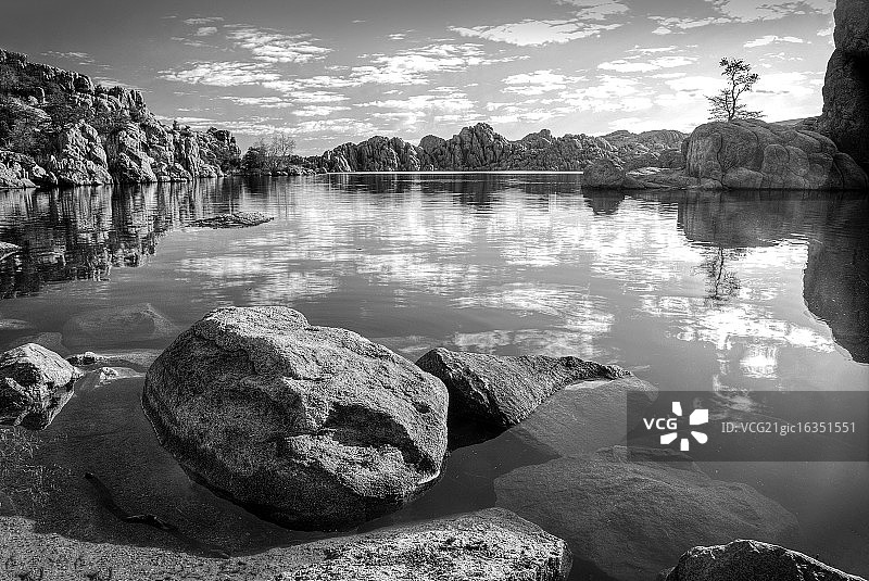 沃森湖日出景色图片素材