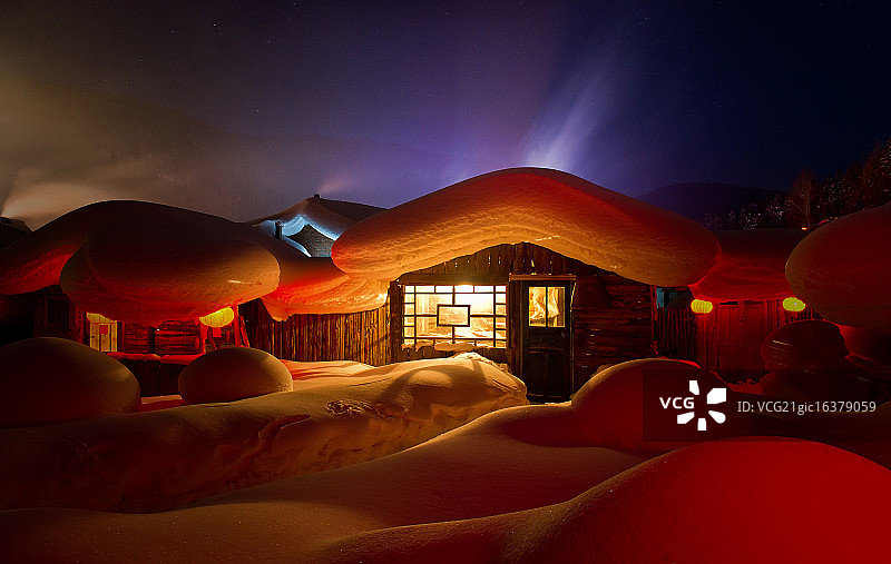 雪乡之夜图片素材