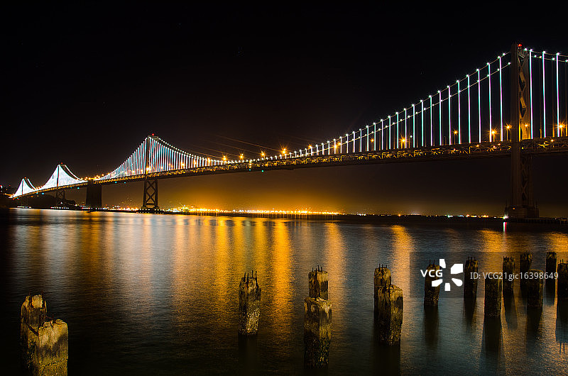 旧金山海湾大桥夜景图片素材