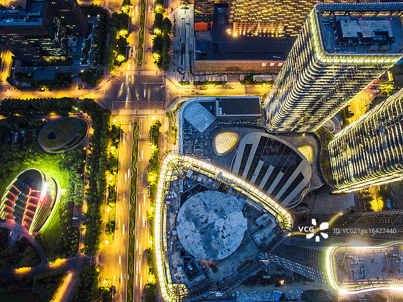 成都市天府大道夜景航拍图片素材