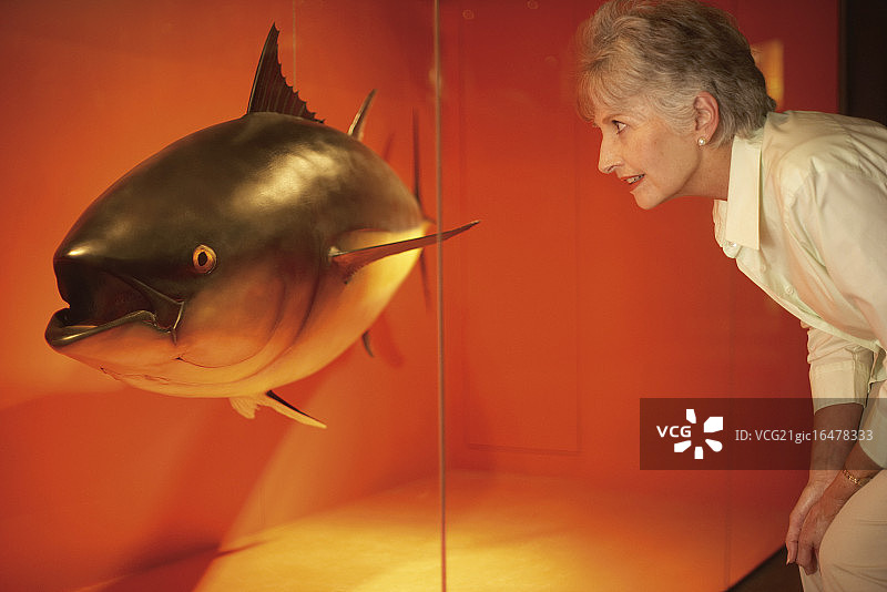 女人参观博物馆展览图片素材