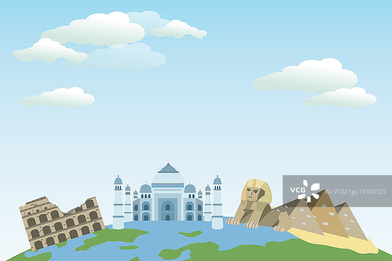 插画,旅行,环游世界,地标,图片素材