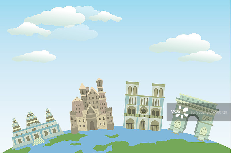 插画,旅行,环游世界,地标,图片素材