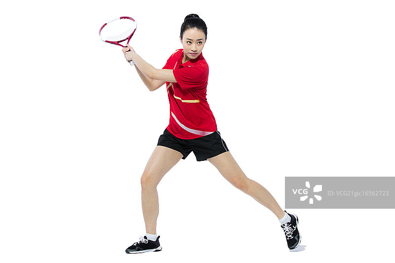 打网球的女运动员图片素材