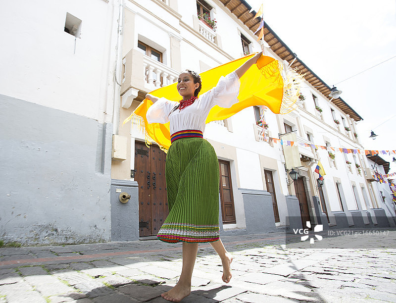 厄瓜多尔传统舞蹈演员（基多，皮钦查省，厄瓜多尔）图片素材