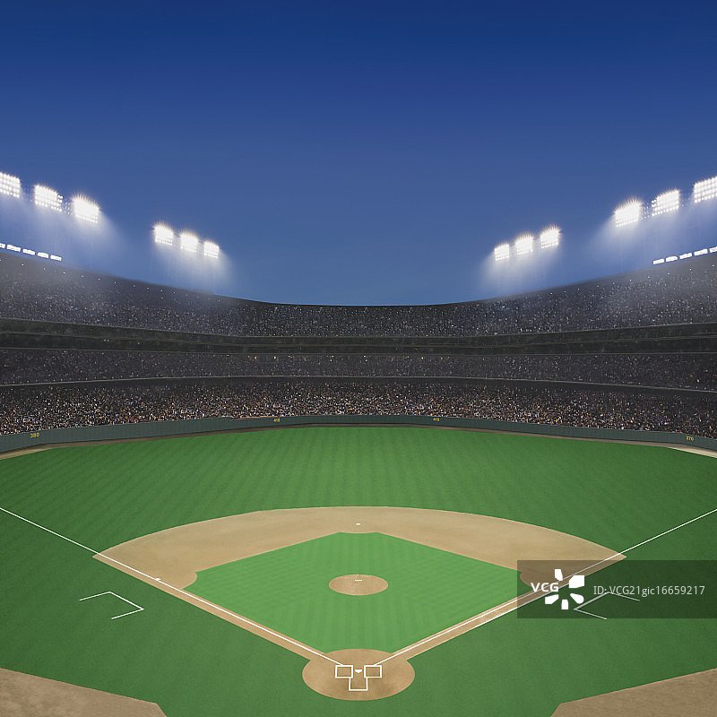 暮色下的棒球场和体育场图片素材