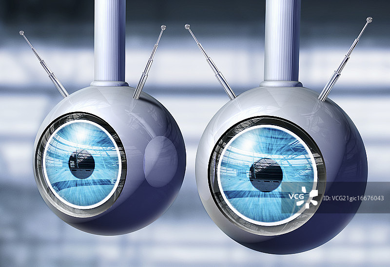 带眼睛的闭路电视监控摄像头图片素材