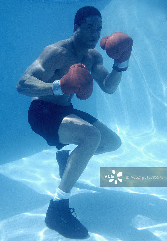 泳池中的拳击手图片素材