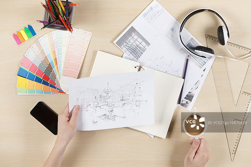 时尚设计师工作特写图片素材