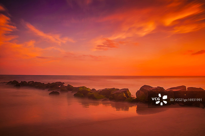 长滩日落图片素材