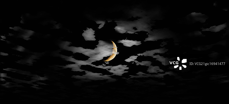 带有云彩的半月图片素材
