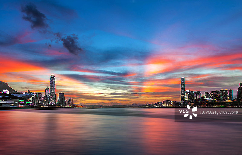 中国香港铜锣湾日落图片素材