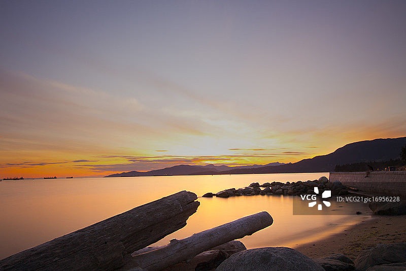 日落海滩的日落图片素材