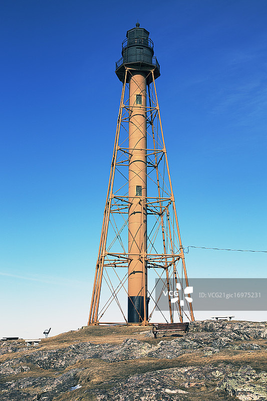 美国马萨诸塞州马博海德的马博海德灯塔，2014年3月16日图片素材