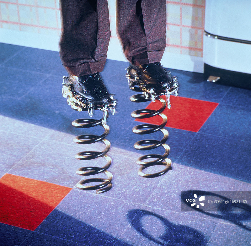 商人用卷簧跳跃图片素材