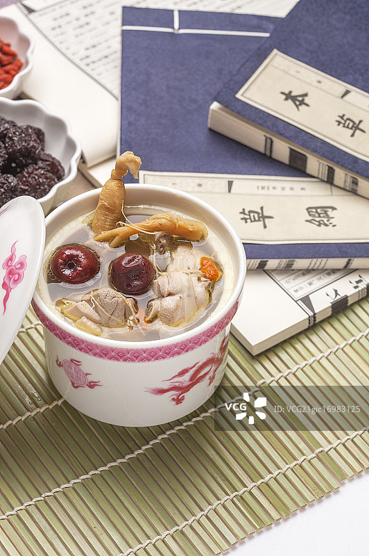 人参鸡汤,鸡汤,汤,中药,药膳,人参,图片素材