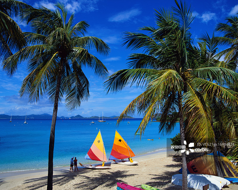 海滩上的帆船图片素材