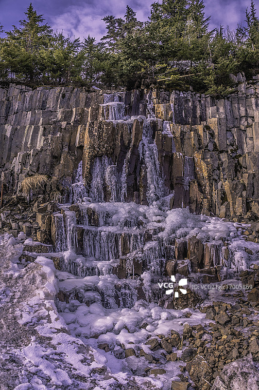 贝克山冰冻瀑布图片素材