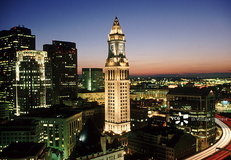 海关大楼黄昏景色图片素材