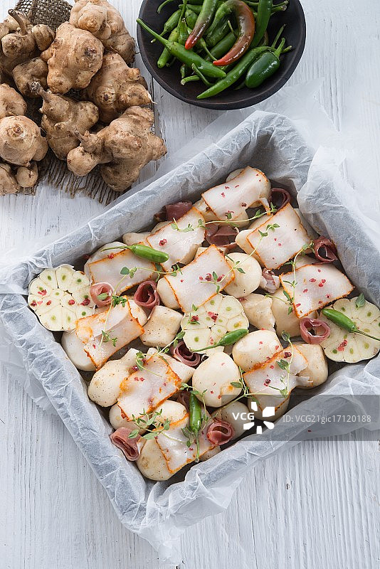 菊芋火腿辣椒焗烤图片素材