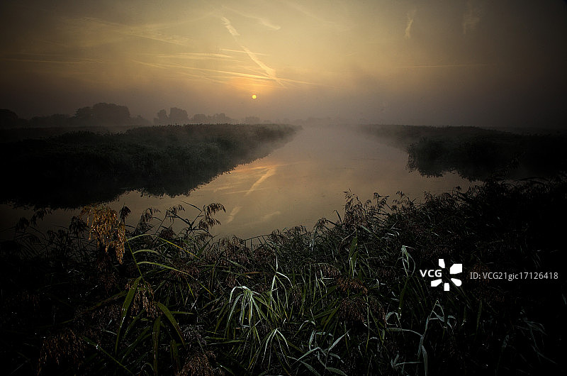 萨默塞特湿地黎明时分图片素材