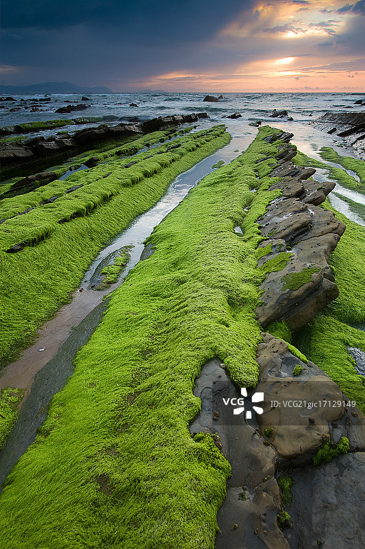 西班牙巴斯克地区比斯开亚巴里卡海滩图片素材