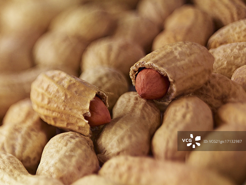 带壳花生的特写镜头图片素材