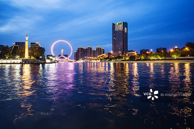天津之眼夜景图片素材