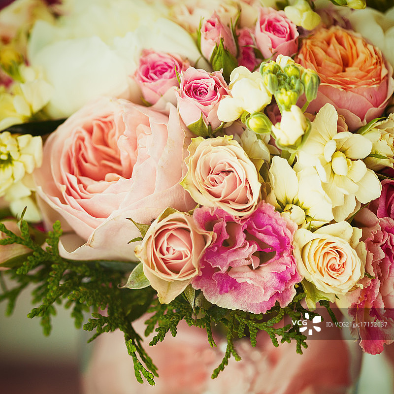 婚礼鲜花。Instagram效果，复古色彩。图片素材