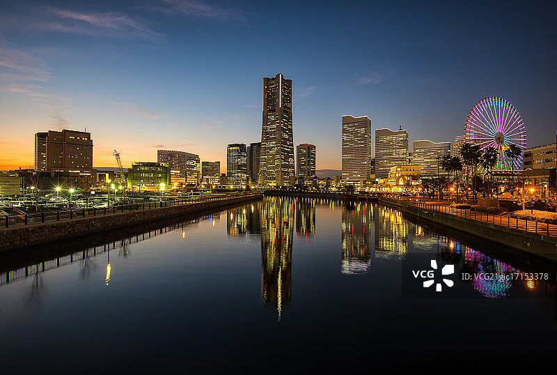 日本横滨市日落景色图片素材