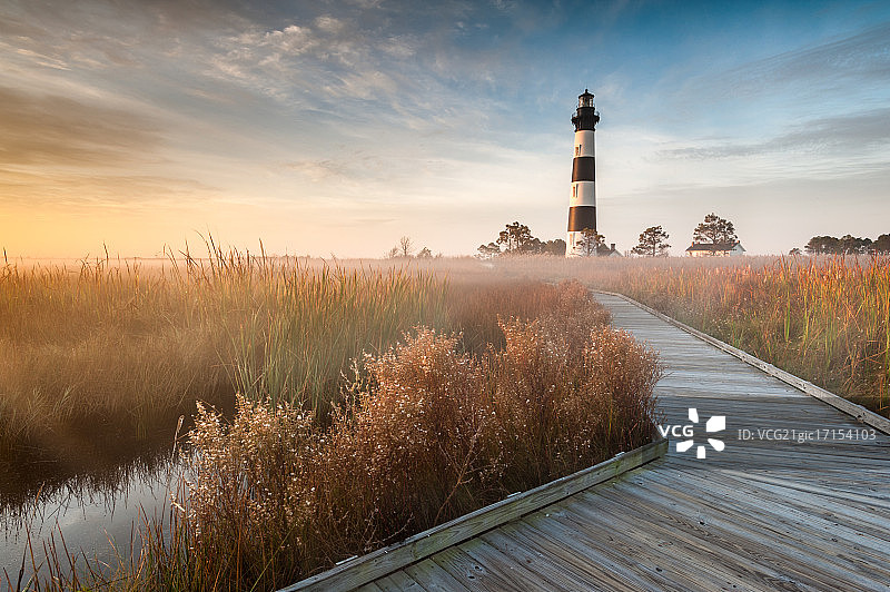 北卡罗来纳州博迪岛灯塔的雾气图片素材