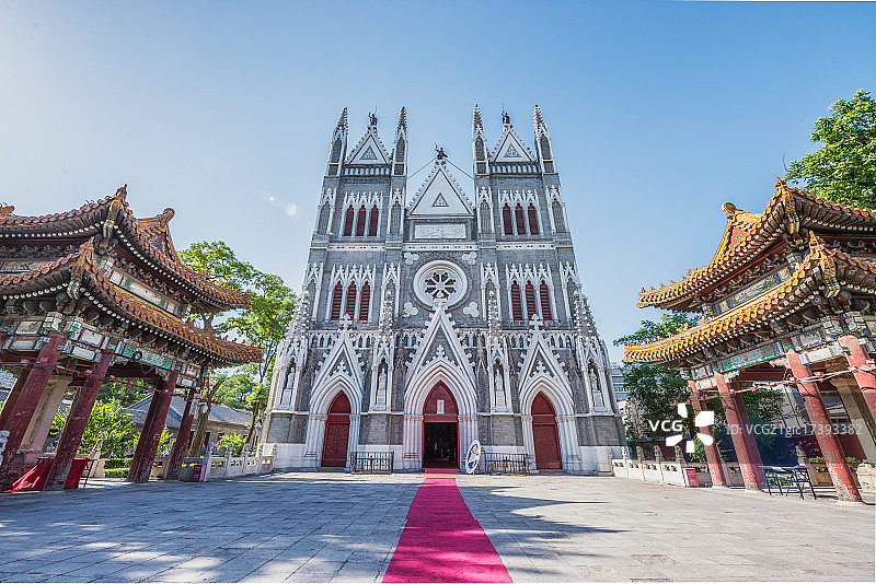 北京城市风光,西什库教堂图片素材