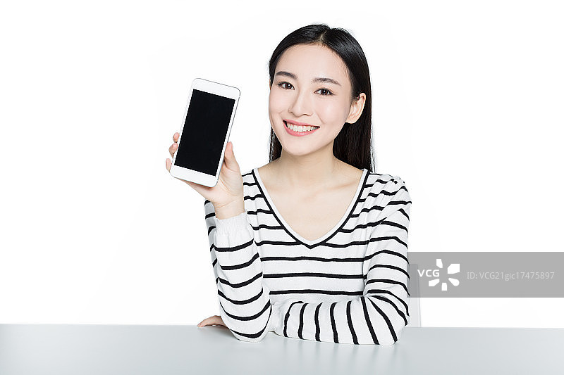 女孩拿着电话图片素材