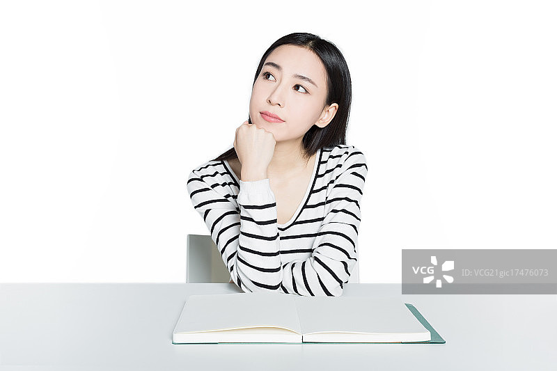 思考中的女学生图片素材