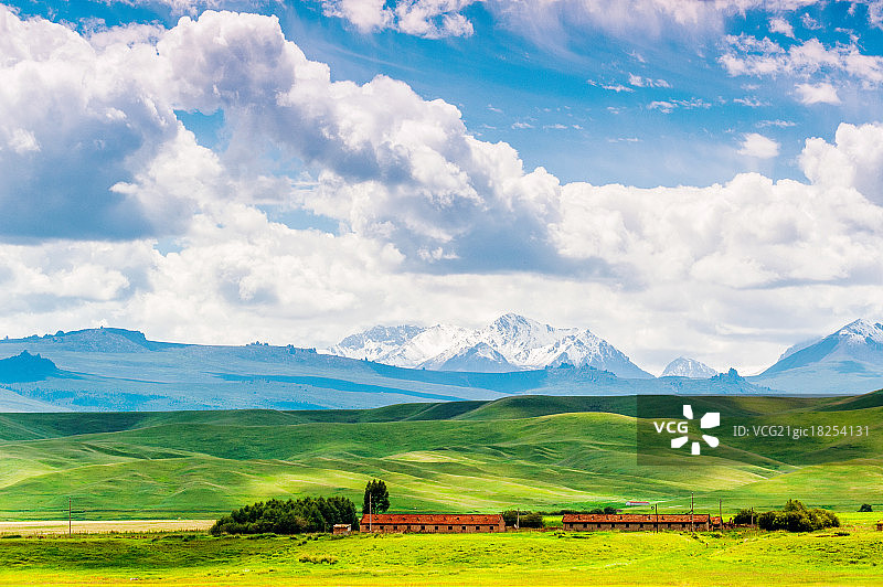 雪山下的草地图片素材