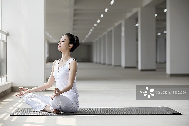 做瑜伽的青年女人图片素材