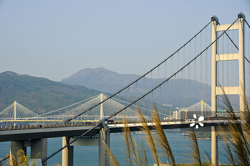 从香港马湾俯瞰青马大桥和汀九桥图片素材