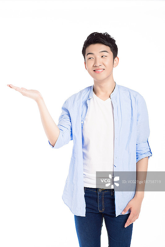 男人做邀请的手势图片素材